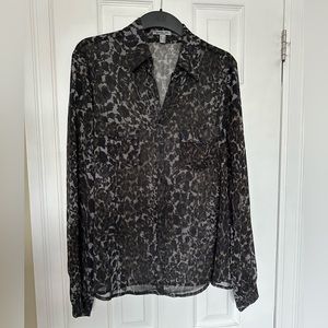 Designer bandolera sheer blouse. EUC.